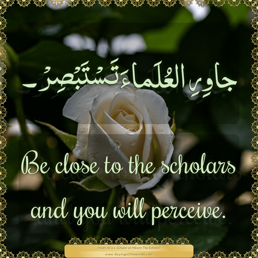 Be close to the scholars and you will perceive.